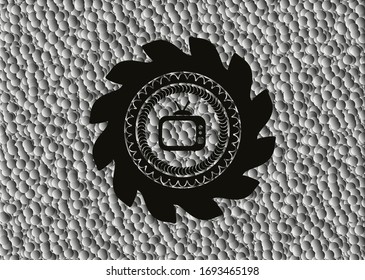 alter Fernseher, Fernsehsymbol in schwarzem Emblem mit Blasenhintergrund. Jahrgang. Vektorillustration Illustration. Detaillierte Angaben.
