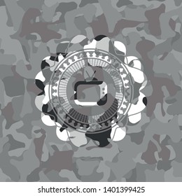 old tv, television icon on grey camo pattern