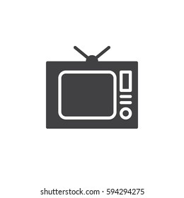 Old Tv, television icon vector, filled flat sign, solid pictogram isolated on white. Symbol, logo illustration. Pixel perfect