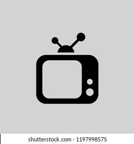 Old TV television vector icon.