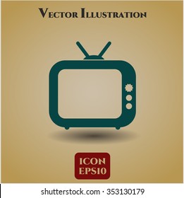 Old TV (Television) vector icon or symbol