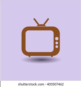 Icono o símbolo vectorial de TV antiguo (Televisión)
