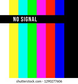 Old tv test screen. Retro no channel signal screensaver.
