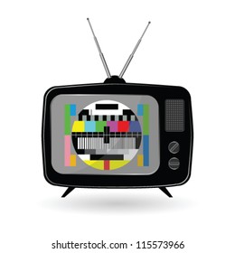 old tv with tv test vector  illustration