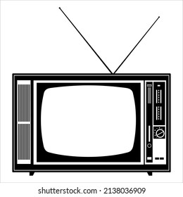 Old TV vector design and illustration with editable stroke