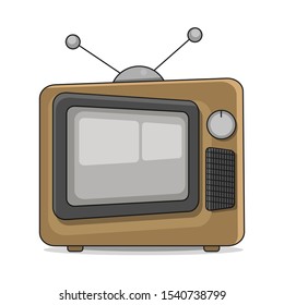 Old Tv. Vector Illustration Of A Good Old Retro Tv Without Remote Control.