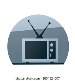 Viejo tv, ilustración vectorial de un tv antiguo, color gris, gradiente de diseño plano