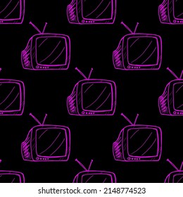 Old tv vector seamless pattern