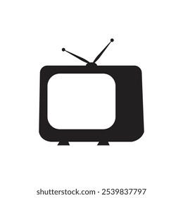 Alte TV Vektor Silhouette. Alte TV-Ikone Illustration Design. TV-Symbol.
