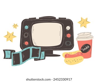 Old TV vintage television isolated concept. Vector flat graphic design illustration