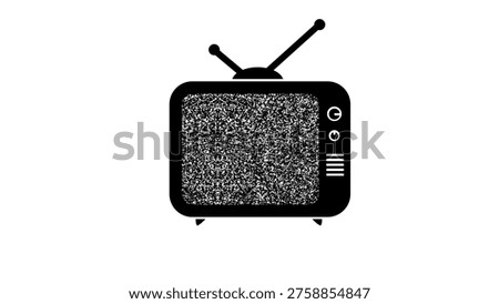 old tv with white noise , black isolated silhouette