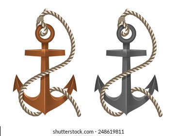 Old Two Anchor Rope On White Stock Vector (Royalty Free) 248619811 ...