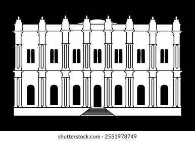 ilustração de vetor de edifício antigo de dois andares