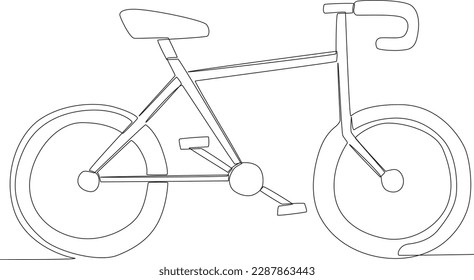 An old two-wheeled bicycle. World bicycle day one-line drawing
