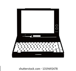 Old type laptop computer illustration.