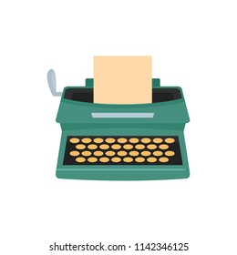 Old typewriter icon. Flat illustration of old typewriter vector icon for web isolated on white