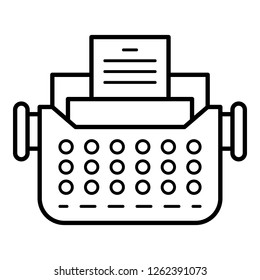 Old typewriter icon. Outline old typewriter vector icon for web design isolated on white background