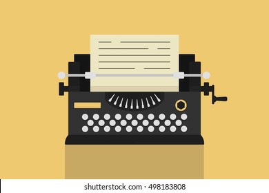 Old Typewriter Machine Icon Illustration in Vector Graphics