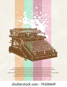 Old Typewriter On Grunge Background