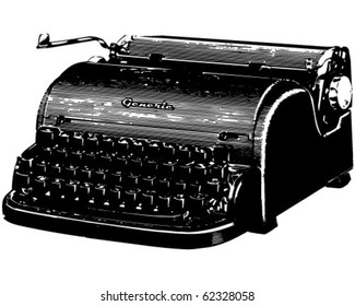 Old Typewriter - Retro Clipart Illustration