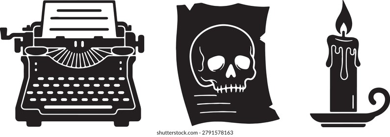 Old typewriter  skull
