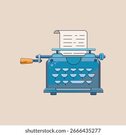 Old typewriter in vector with a cute illustration in flat concept draw in the vector for templete illustration .