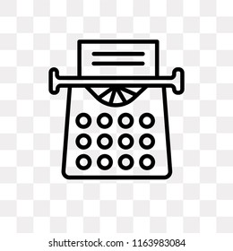 Old Typewriter vector icon isolated on transparent background, Old Typewriter logo concept