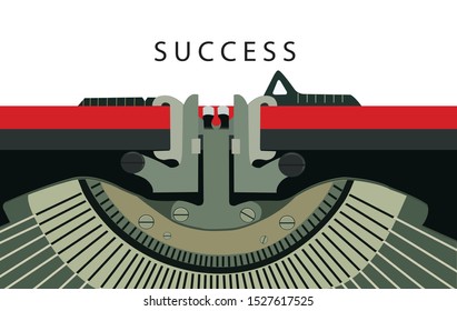 old typewriter with written success