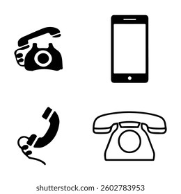 Old typical free phone icon set vector. Vector illustration EPS10