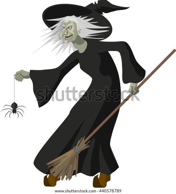 Old Ugly Witch Broom Spider Stock Vector (Royalty Free) 440578789