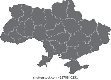 Old Ukraine map with region borders. UA map. UA borders borders silhouettes.