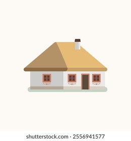 Old Ukrainian House Hut. Flat illustration