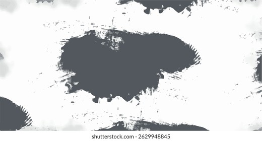 Old Ultrawide Grunge Seamless Black And White Texture. Dark Weathered Vector Overlay Pattern Sample. Widescreen Background.