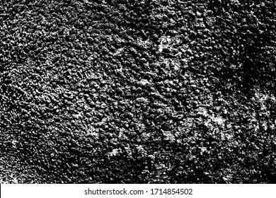 Old uneven grunge surface oxide metal texture. Aged damaged deformed bumpy background for 3D design. Black white shabby cover use for blending, create stylish openwork print for country loft interior