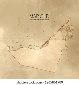 Old united Arab Emirates map with vintage paper texture vector format. vector eps10 - Vector