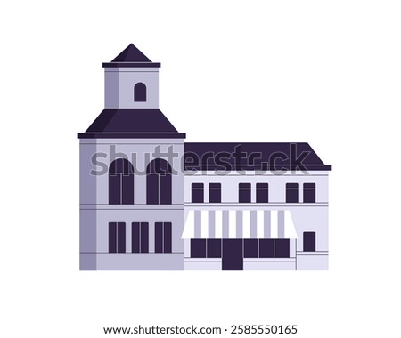 Similar – Image, Stock Photo Historic facade and tower of the old town hall against a blue sky in the sunshine in the old town of Maastricht on the Meuse in the province of Limburg in the Netherlands