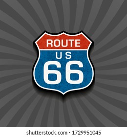 Old US route 66 sign, shield sign with route number