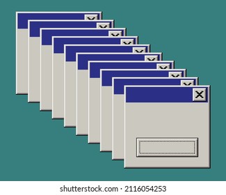 Old user interface. browser windows , error message. Mockup of retro user interface