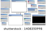 Old user interface windows. Retro browser and error message popup