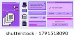 Old user interface windows, retro message box with buttons. Vaporwave and retrowave style elements.
