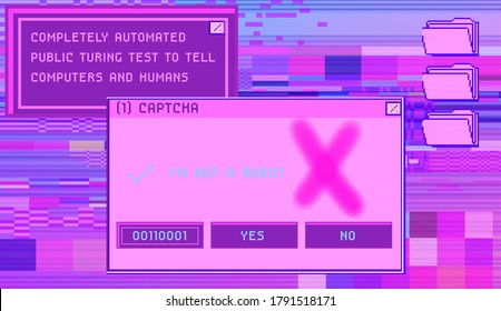 Old user interface windows, retro message box with buttons. Vaporwave and retrowave style elements.