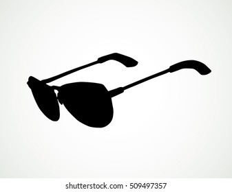 Old uv ray polarized tint hip unisex ocular model isolated on white backdrop. Dark ink hand drawn emblem pictogram in art elegant engraving retro style. Closeup view with space for text