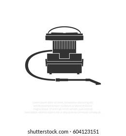 Old vacuum cleaner isolated on background. Vector illustration