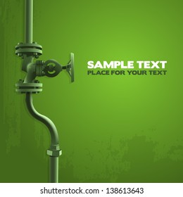 Old valve, industry illustration on green