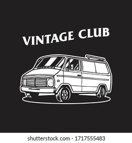 Old Van Vintage Vector Illustration