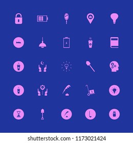 old vector icons set. with battery, hourglass, ladle spoon and men shoes in set