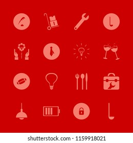old vector icons set. with chandelier, handcart, battery and glasses wine in set