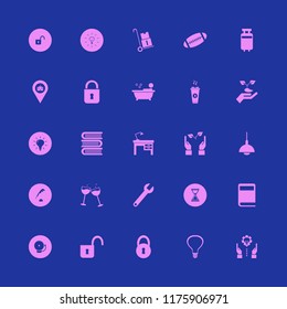 old vector icons set. with travelling luggage, open lock, glasses wine and pen ink in set