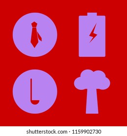 old vector icons set. with tree, tie, ladle spoon and battery in set