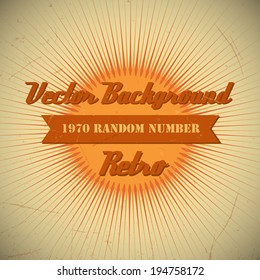 Old vector retro vintage design. Sunbeam background.